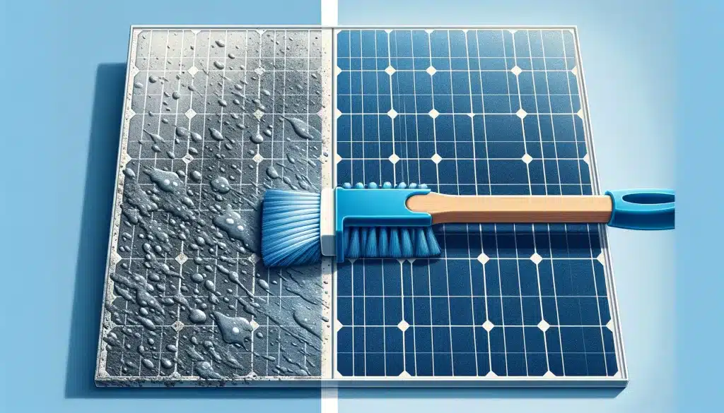 Une brosse qui nettoie un panneau solaire